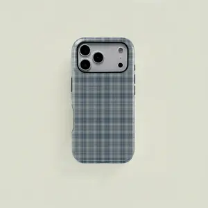 Blue Plaid Pattern Aesthetic Phone Case, Classic Tartan Print, Durable Two-In-One Protection,phone Case Suitable for Iphone 11/12/13/14/15/16/17 Pro Promax Plus Air and Samsung S22/S23/S24/S25 Plus Ultra Fe