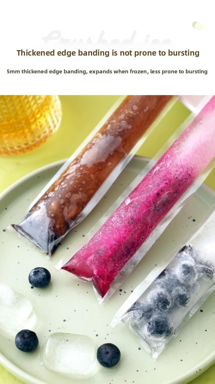 100 PCS Food-grade disposable popsicle bags, fruit jelly bags, ice cream, popsicle sticks, long strips, homemade ice pop bags