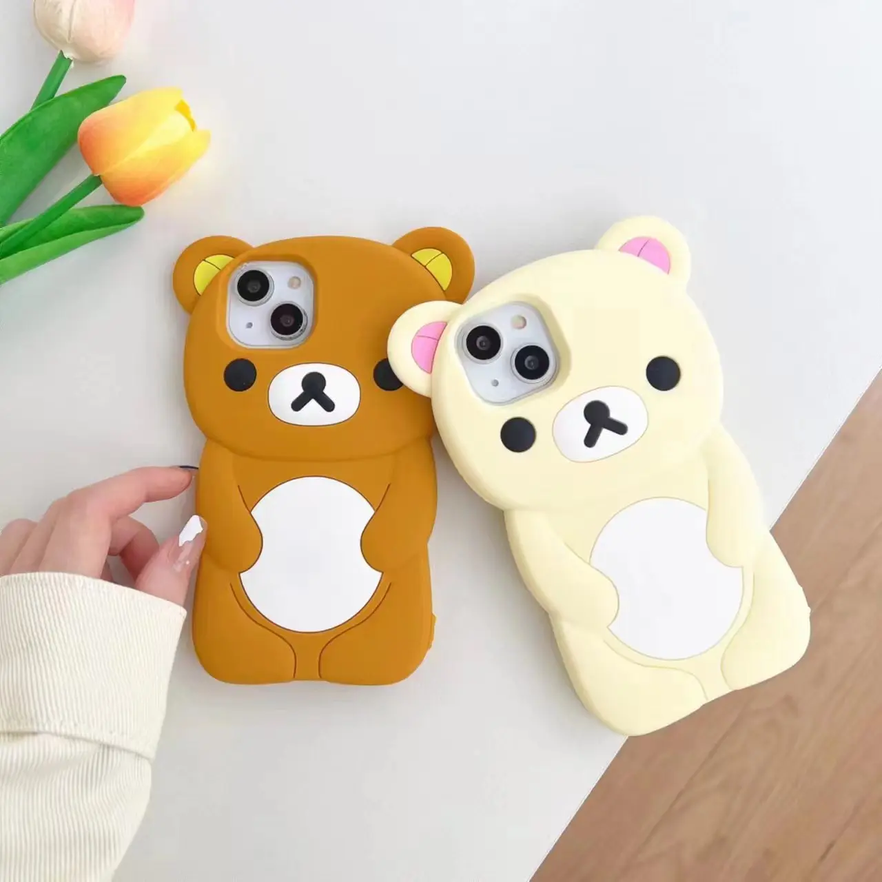 3D Rilakkuma Soft SiliconeProtective Phone Case, Cute Cartoon Cover foriPhone 16/15/14/13/12/11 Pro, X, XS, XS Max,XR, 6/7/8 Plus, 4/4S, 5/5S and SE, SmartphoneCasing, Shockproof Phone Accessory gifts Cellphone