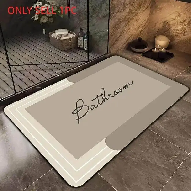 Super Absorbent Diatomaceous Earth Bath Mat, Anti-Slip Fast Drying Shower Mat, Water Absorbent Mat,Easy Clean Bathroom Kitchen Floor Door Mat,