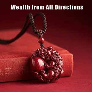Cinnabar Pixiu Peace Buckle Pendant for Men Purple Gold Sand Cinnabar Pixiu Pendant for Women Cinnabar Hanging Ornament Low Content Pendant Bling Stylish Accessory Bloodstone Jewelry
