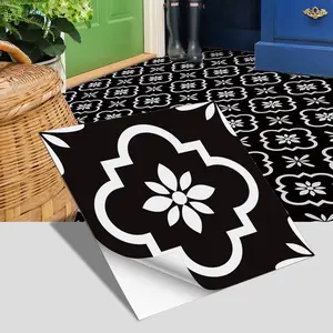 4pcs Self-Adhesive Peel Stick Vinyl Floor Tiles, Modern & Floral Design for Home, Self Adhesive Waterproof, 11.81x11.81 Inch and 7.87x7.87 Inch Options
