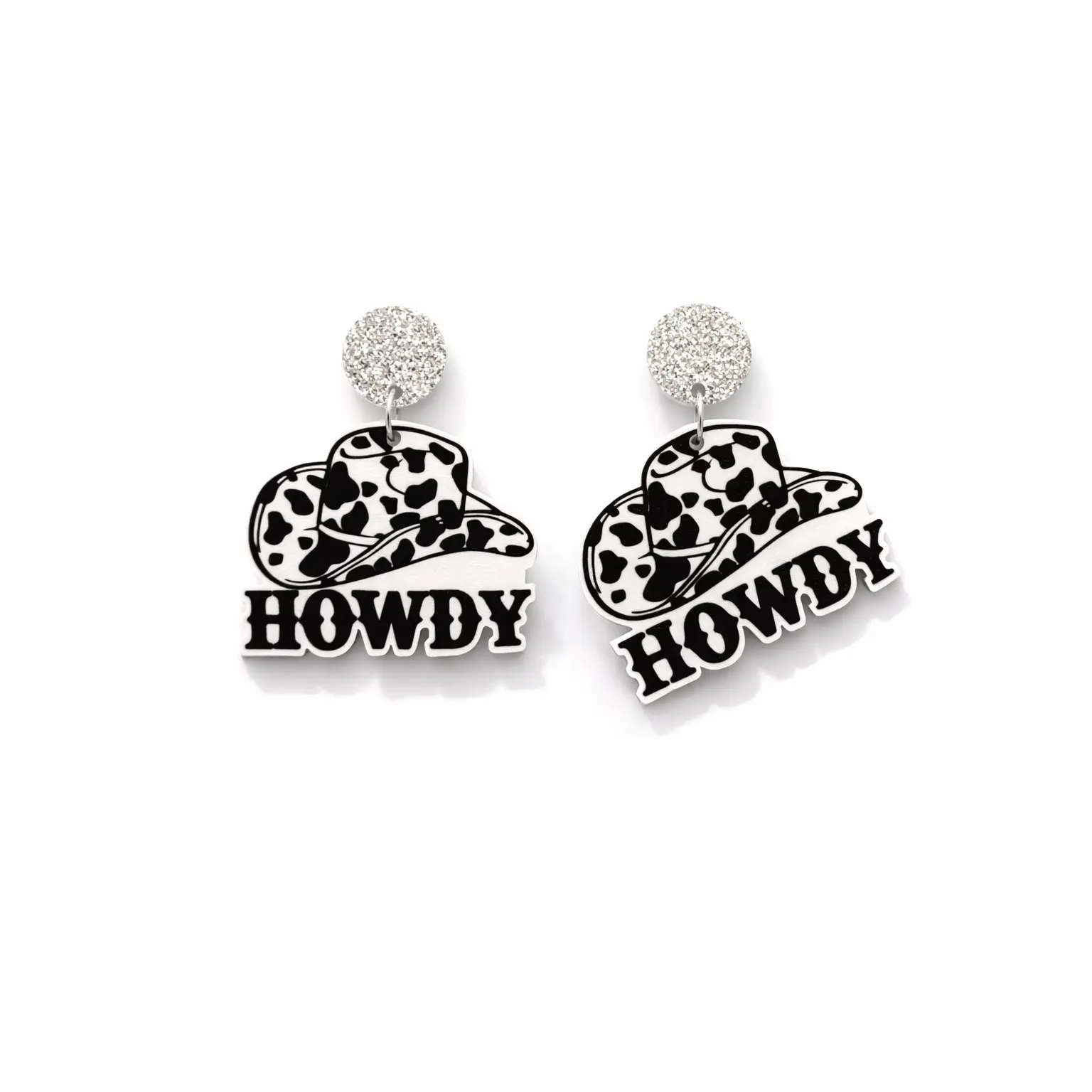 Cowgirl Howdy Cow Print Earrings