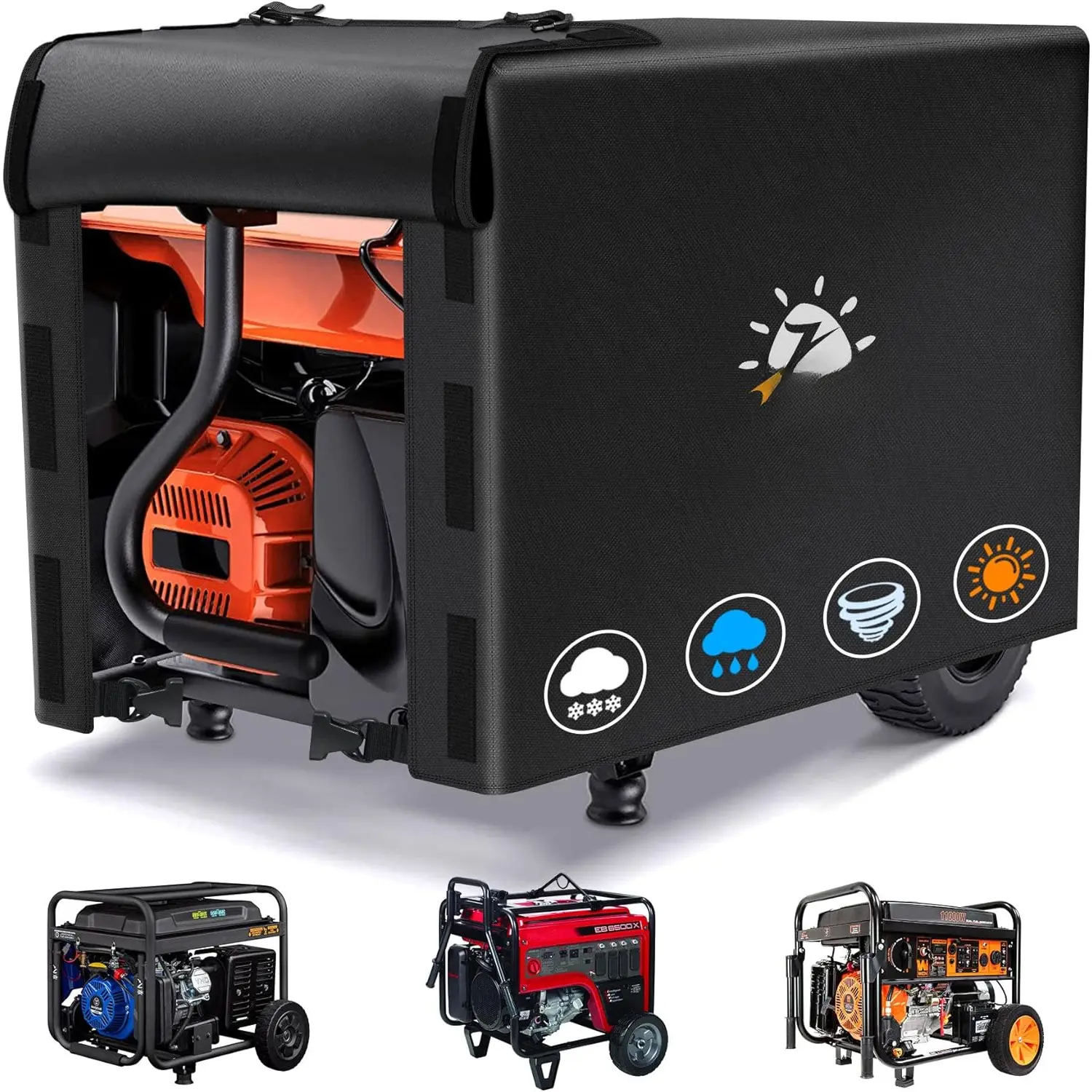 Generator Cover 38 Inch - 600D Outdoor Generator Covers Heavy Duty Waterproof, Small Outside Equipment Cover for DuroMax, , , , Honda Portable Generator 5500-15000W