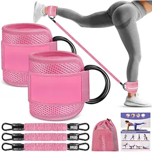 Ankle Resistance Bands with Cuffs, Ankle Weights Bands for Working Out, Women  and Glutes Workout Equipment, Exercise Bands for Kickbacks,  and Booty Trainer,  Gym Fitness Equipment