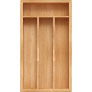 Small Silverware Organizer, Bamboo Kitchen Drawer Organizer, Utensil Holder, Cutlery Tray & Spoon Flatware Storage with Grooved Drawer Dividers