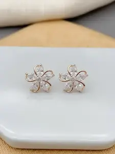 Cute Flower Design Rhinestone Studs Earrings, Artificial Zircon Decor Stud Earrings, Trendy All-match & Exquisite Ear Piercing Jewelry, Exquisite Jewelry Gift
