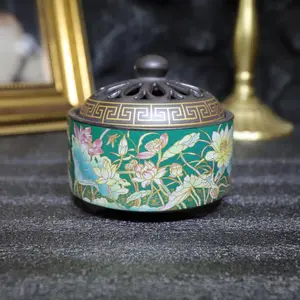 Ceramic Incense Burner Lotus pattern, 1 count ceramic incense holder,creative home decoration,home fragrance accessories (without incense)