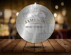 Jameson Irish Whiskey Wind Spinner - Durable Steel CNC Cut Outdoor Decor with Swivel Hook & Mesmerizing Spinning Effect