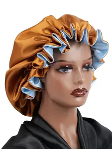 Double Layer Reversible Satin Sleep Bonnet, Solid Color Sleeping Bonnet, Fashion Accessories for Women & Girls, Haircare, Adjustable Satin Bonnet