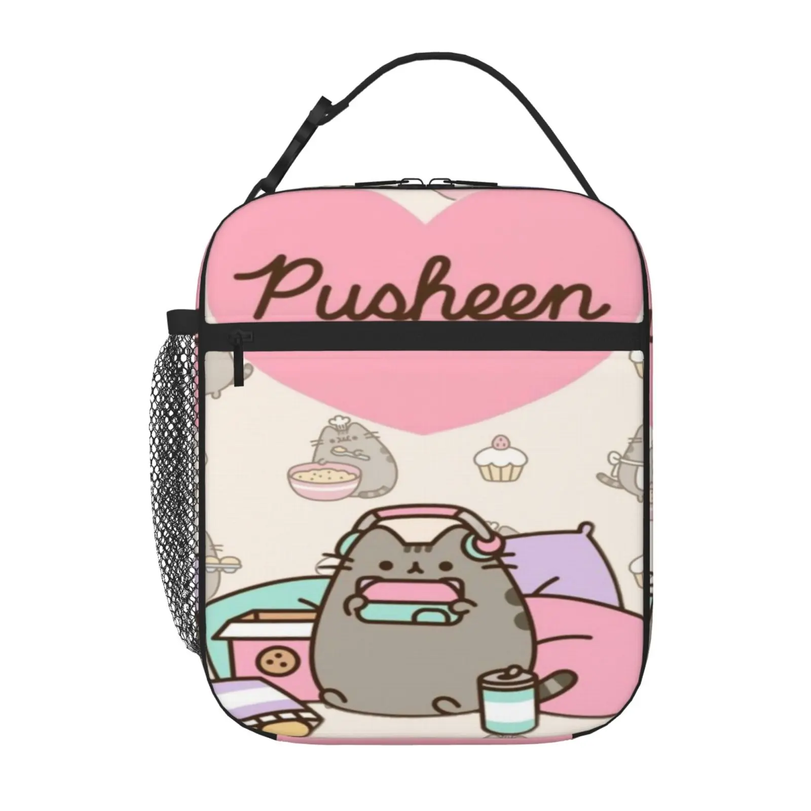 Pusheen Leakproof Bento Insulated Lunch Bag Reusable Easy Clean Handbag with Zipper Insulated Pusheen Lunch Box Bag and Pusheen Lunch Tote Ideal Gift for Back to School Work Picnic and Travel