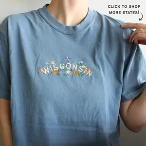 Wildflower Embroidered Tee For Your State! | Cute Embroidered Floral T-Shirt