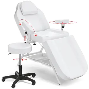 Tattoo Bed Adjustable Facial Beds for Esthetician Multi-use Massage Table Professional Tattoo Chair for Clients Spa Bed with Storage Hold Up to 440lbs, White