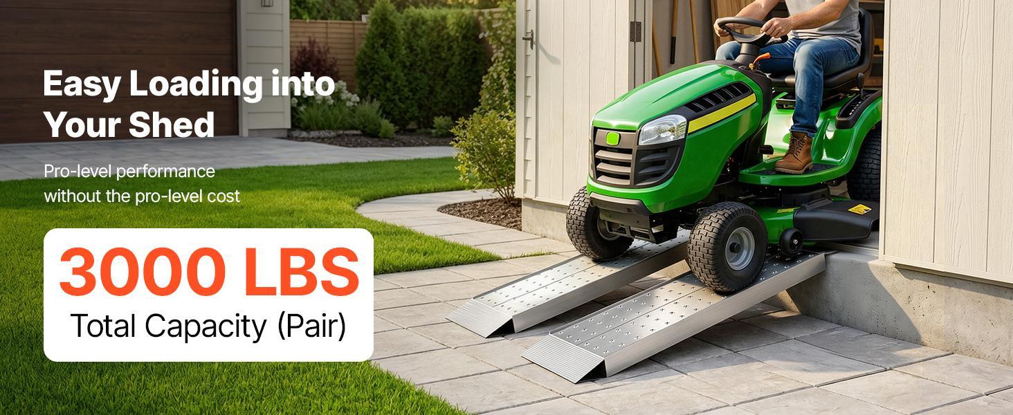 VEVOR Aluminum Trailer Ramps, 2PCS 39 x 12 in, Heavy-Duty ATV Ramp Set with Anti-Slip Plates, 3000LBS Combined Capacity Loading Ramps for Motorcycles, Lawn Mowers, Farm Tractors, Carts