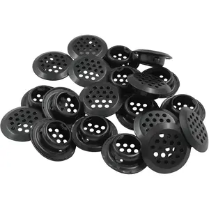 20Pcs Circular Air Vents Black Soffit Vent Stainless Steel Round Vent Mesh Hole Louver for Kitchen Bathroom Cabinet Wardrobe 3/4"(19mm) Mounting Diameter