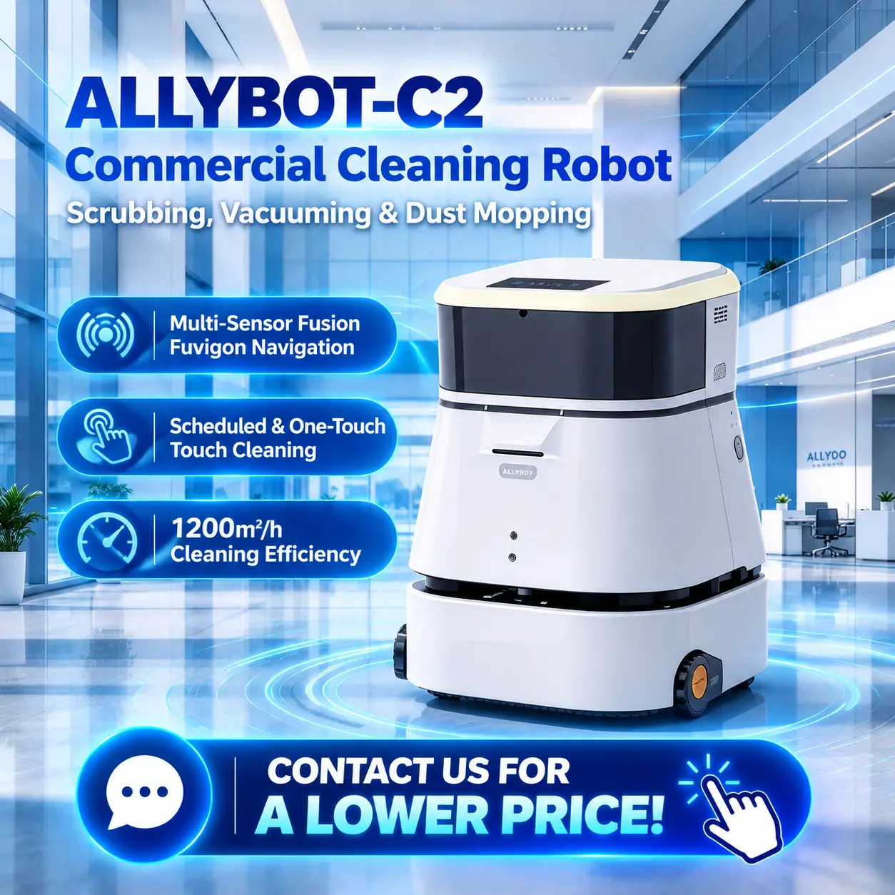 Multi-sensor Navigation Commercial Cleaning Robot, Automatic Scrubbing Vacuum Dust Mopping Robot for Office, Shopping Mall, Hotel, Airport