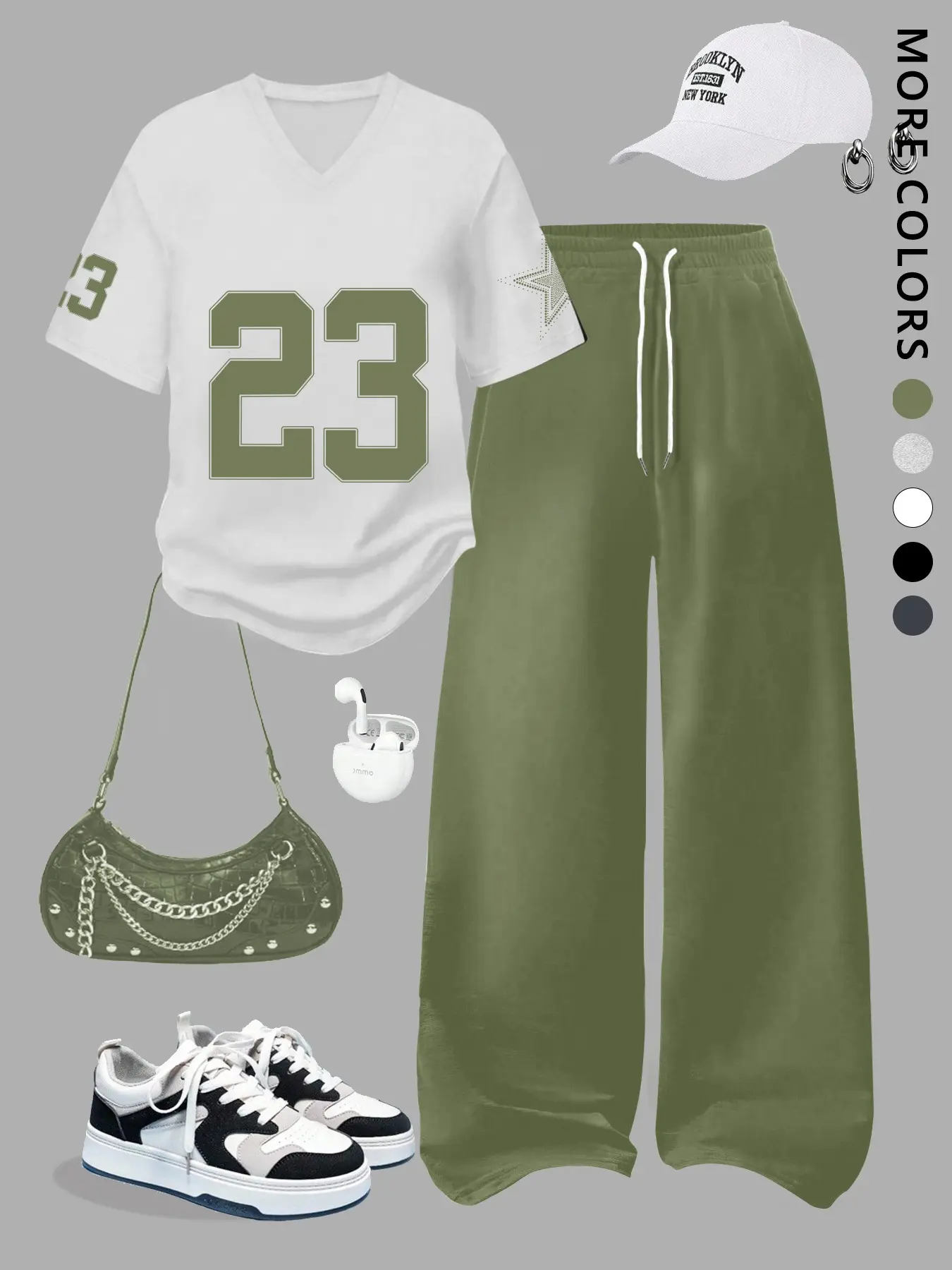 Women's 2026 V-Neck T-Shirt and Wide-Leg Pants Set, Breathable Y2K Streetwear Style Casual Outfit for Summer Concerts and Festivals, Womenswear Clothes
