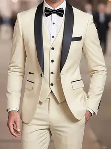 Men's Three-Piece Blazer Set, Elegant Slim-Fitting Suit for Weddings and Formal Events, Includes Jacket, Vest, and Pants