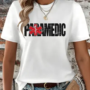 [100% Cotton] Paramedic T-Shirt, Vintage Distressed Paramedic Graphic Tee Shirt, EMS EMT First Responder Medical Letter Print Short Sleeve Shirt, Paramedic Gift For Men Women, EMS Week Outfit.