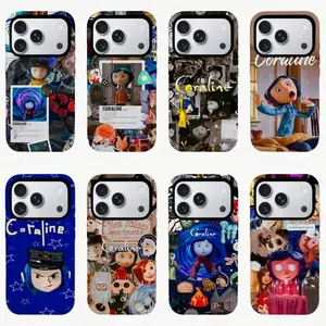 Coraline Spooky Collage Smartphone Case - Horror Cartoon Character Collage Shockproof Protection Casing , Dark Fantasy Aesthetic Protective Accessory for iPhone 11-17 Pro Max, Samsung S21-S26 Cellphone Handheld Devices, Stylish Gift for Her/Him