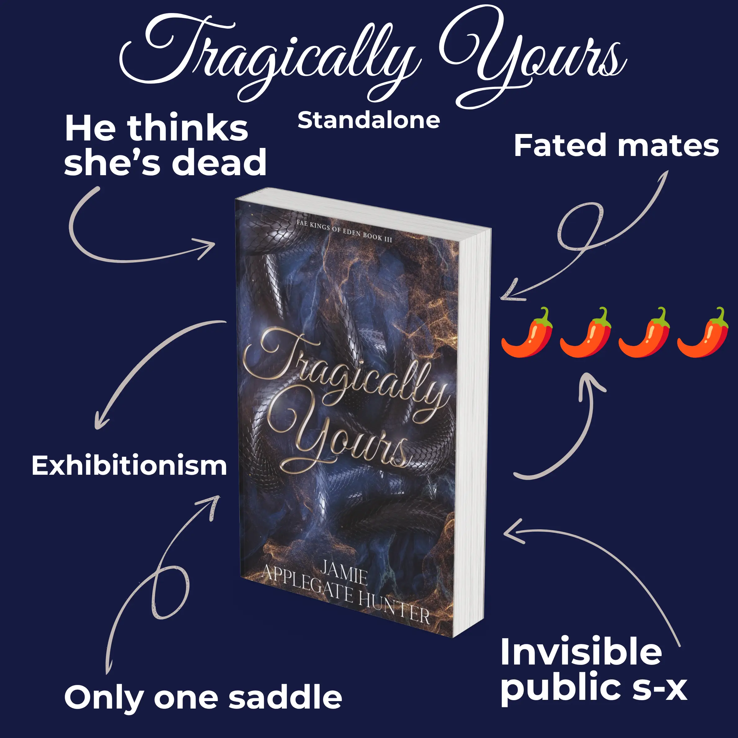 Tragically Yours by Jamie Applegate Hunter - Signed Paperback - Standalone in the Fae Kings of Eden Series - Book 3