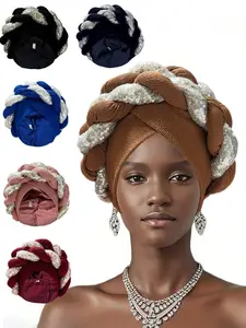 Women's Colorblock V-shaped Hair Bonnet, Boho Style Hair Bonnet for Women & Girls, Fashion Hair Accessories for Daily Wear
