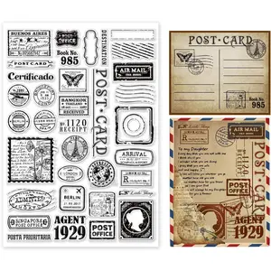 Stamp Postmark Postcard Clear Stamps for DIY Scrapbooking 11.7x8.3inch Big Size Silicone Clear Stamp Seals for Cards Making Photo Journal Album Decoration