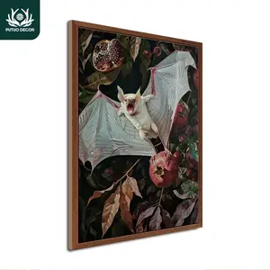 Fruit Bat Pattern Wooden Painting without Frame, Wall Art Decoration for Home Farmhouse Living Room Office Studio Cafe Coffee Shop Bar Pub Club, Gift, Ornaments, Halloween