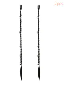 2pcs Clip in Braid Hair Extensions for Women, 20" Boho Dreadlock with Beads & Charms, Handmade Synthetic, Pure Jet, Long-Lasting