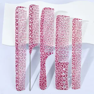 5-Piece Pink Leopard Hairbrush Set - Hair Styling Combs - Anti-Static & Anti-Tangle, Durable for Curly/Straight/Thick/Thin Hair - All-in-One Hair Care for Fashion Women & Girls