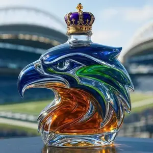 Eagle Head Shaped Whiskey Decanter, Unique Handcrafted Glass Liquor Bottle, Perfect Gift for Men, Home Bar Decor, Collectible Display
