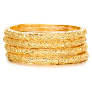 4 Pieces/Lot Golden Color Bangles for Women  Wedding Jewelry Valentine's Day gifts Engagement