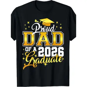 Men'S Pure Tshirt Round Neck 0XL5XL |   Dad Graduation 12th Grade 2026 Grateful Dad 2026 Graduation Tshirt PLUS SIZE Classic Retro Style Crew Neck, Machine Washable, Ideal for Casual SportWear, All-season, Vintage Style