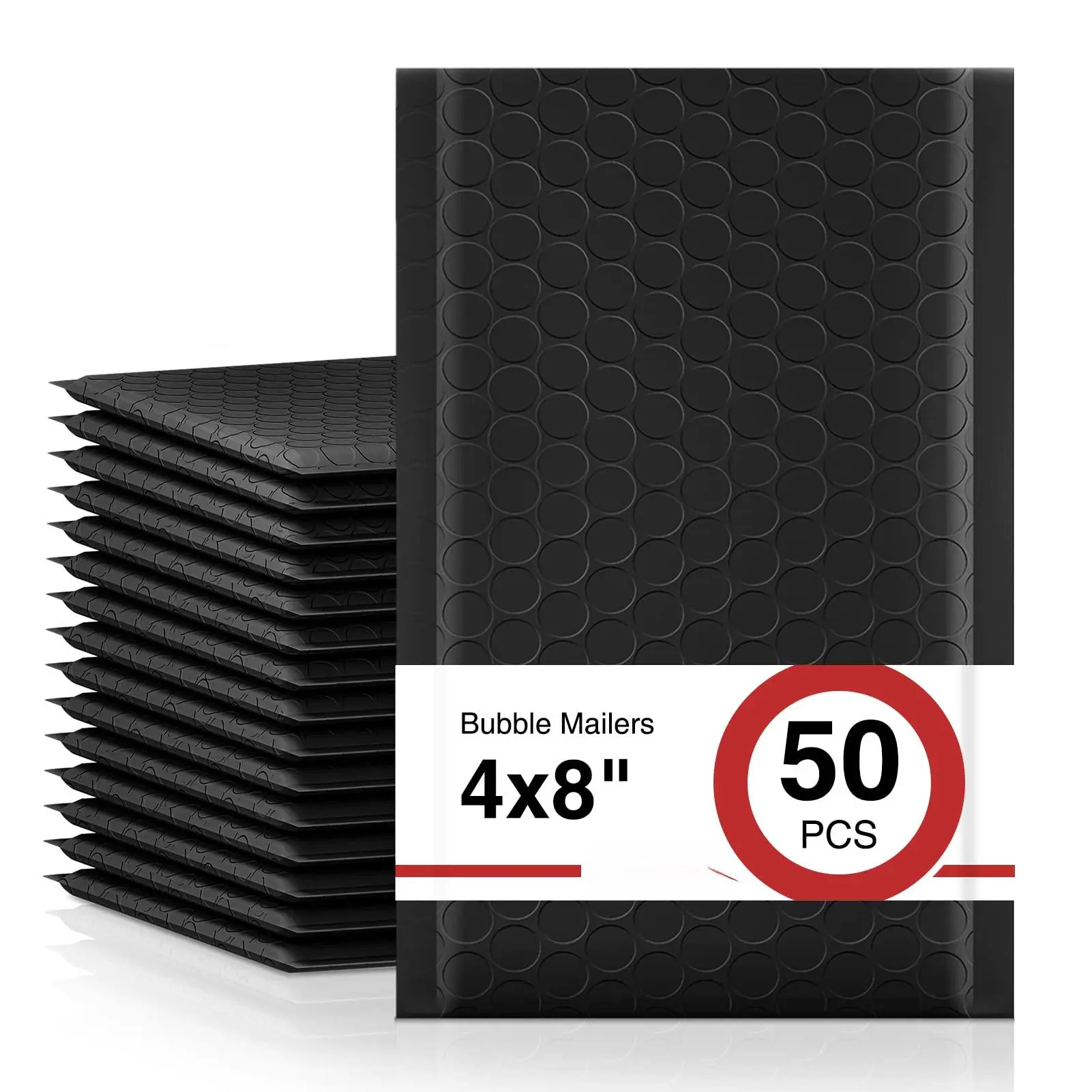 Bubble Mailers 4x8 Inch 50pcs Black Envelopes  Self-seal Adhesive Water Resistance Strong Padded For Small Items Business Shipping Bags Packaging Mailing Bulk#000