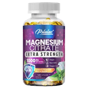 Pslalae Magnesium Citrate Capsules 1000 mg - Maximum Absorption Magnesium Powder Capsules For Heart Health, Bone Health, Muscle Strengthening, Nerve Soothing High Absorption Citric Acid Complex, Gluten Free, Non-GMO - 120 Capsules