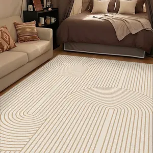 1pc large washable Nordic style curved striped carpet, large area floor mat, foldable, comfortable and soft, suitable for home decoration in living rooms, bedrooms, homestays, terraces, extremely simple style decoration matching.