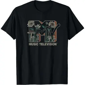 MTV Music Television Wild Flower Mushrooms MTV Logo T-Shirt Small