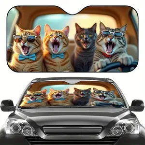 Interior sun protection, 1pc cute cat windshield sunshade for cars, foldable, easy to install, universal, UV protection and heat dissipation, car interior accessory, gift for father, Uv Protective Sunshade