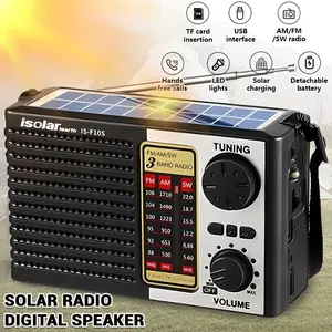 Portable Rechargeable Solar Radio Speaker - FM/AM Audio & Video Radios With MP3 Player, Flashlight, Adjustable Volume For Outdoor Activities, Emergency, And Camping Usb Wireless