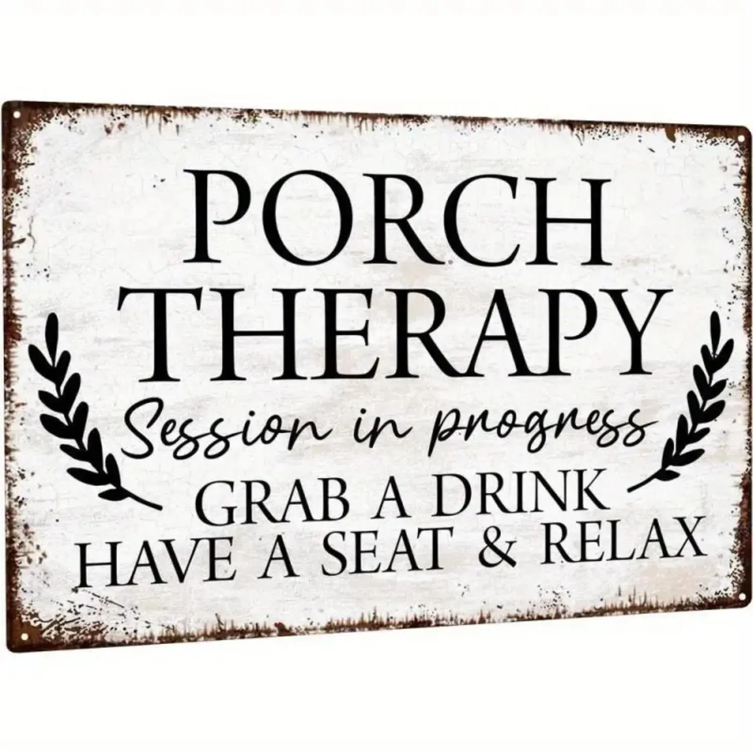 Vintage Porch Therapy Sign, Retro Welcome Wall Art, Self Adhesive Wall Decor, Outdoor Indoor Decoration for Porch, Backyard, Bar, Yard, Vintage Garage Signs