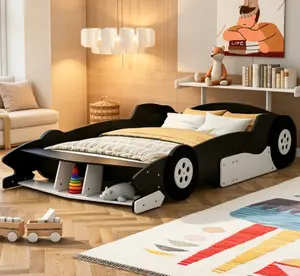 Corvette Car Bed Twin Size Racing Car-Shaped Platform with Wheels Unique Design Kids Furniture Bedroom Safe Sleep Bed Aesthetically Pleasing Functional 98.7" x 41.7" x 26.5"