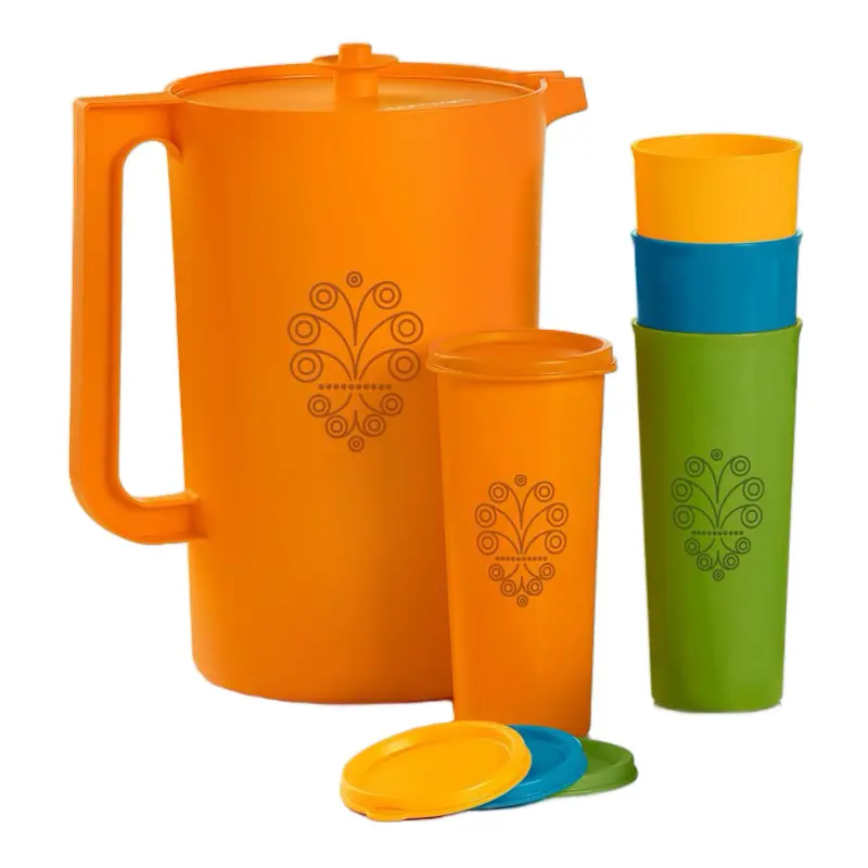 Jarra con Vasos Set de 5 Vasos y 1 Jarra de Colores Vibrantes para Bebidas Frescas