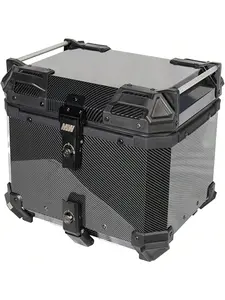 Motorcycle Top Case, 45L Aluminum Compact Motorcycle Top Box With Anti-Theft Lock System, Waterproof, Easy Installation With Universal Bracket, Back Cushion Included,