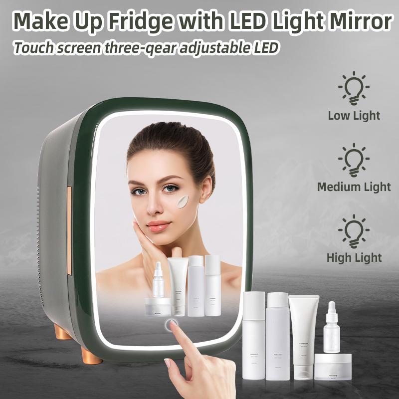 iceBLUE 12L/15 Cans Skincare Mini Fridge with 3-Mode Dimmable LED Light Mirror Low Noise Portable Design for Drinks Makeup Dorm Cooler & Warmer Black skincare mini  brands  fridge Beauty Refrigerator minifridge hack