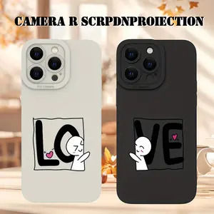 Creative Cute Couple Pattern Trendy Hot-Selling Matte Quality Unisex Phone Case for iPhone 16/15/14/13/12/11/8/7,PRO/PLUS/PROMAX/mini/Plus/Max/SE/XS/XS MAX Shockproof Protector Casing Protection Cellphone