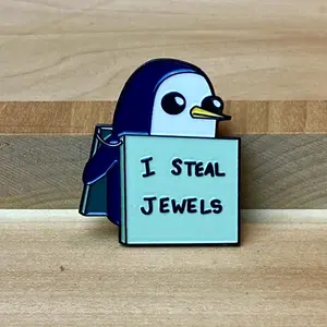 Adventure Time Gunter Enamel Pin - I Steal the Jewels - 1.5 Inch