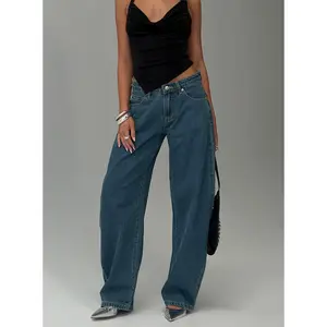 Juda Mid Rise Barrel Leg Jeans Mid Blue Wash