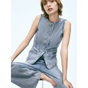 Tankaneo Womens Button Down Denim Vest Tops Sleeveless Fitted Jean Tank Tops Country Concert Summer Trendy Casual Cowgirlstyle