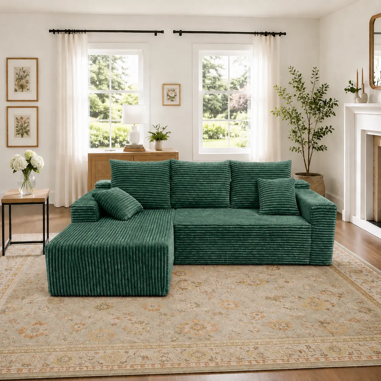 96" L-Shaped Modern Chenille Boneless Sectional Couch sofa Set - No-Assembly Minimalist Upholstered Oversized Comfy Convertible Fluffy Cloud Couch, Furniture for Living Room Unboxing
