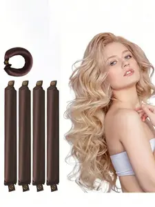 3pcs No Heat Curling Rods, Heatless Hair Curlers, Slouchy Hair Curler, Silk Hair Rollers, Elastic Sleep Headband, Long Hair Soft Curling Tools, Manual Styling Accessories, Sleep Hair Curling Device, Suitable For Valentine's Day, Women, Hair Curlers